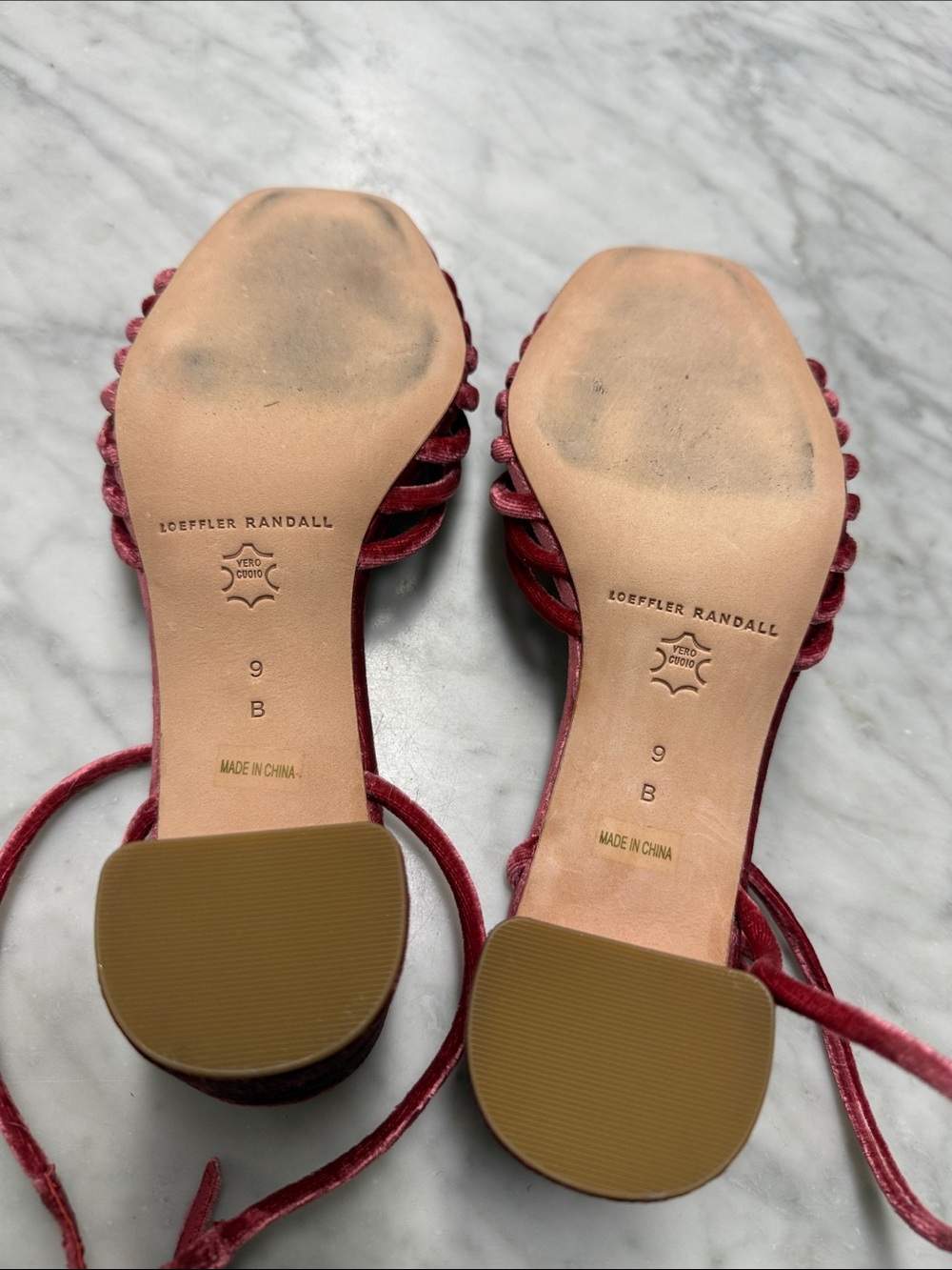 Loeffler Randall Olivia Ankle Strap Sandal in Velvet Tea Rose Size 9 - Picture 8 of 11